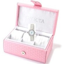 Invicta Women's Angel Diamond Accented Ceramic Watch & 3 Slot Box 0726