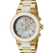 Invicta Womens Reserve Collection Diamond Swiss Made Chronograph 18k Gold Watch