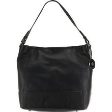 Isaac Mizrahi Live! Bridgehampton Leather Hobo w/ Textured Trim - Black - One Size