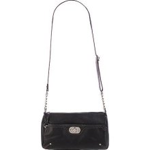 Isaac Mizrahi Live! Pebble Leather Zip Top Shoulder Bag - Black - One Size