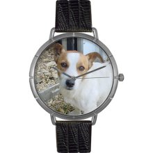 Jack Russel Black Leather And Silvertone Photo Watch #T0130048