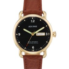 Jack Spade 'Buckner' Leather Strap Watch, 42mm Whiskey/ Black