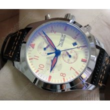 Jaragar Army Style White Dial Blue Glass Multi-functional Automatic Watch