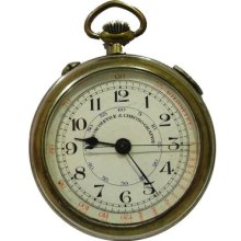 Jcr_m Antique Chronograph\chronometre Pocket Watch 51mm Working Perfect