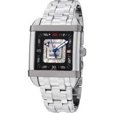 Jean Richard Watches Men's Paramount Square Silver/Black Dial Stainles