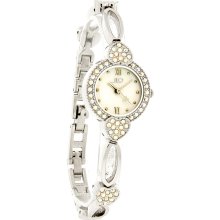 Jlo Ladies Crystal Mop Dial Heart Link Bracelet Dress Quartz Watch J2/1031WMSB