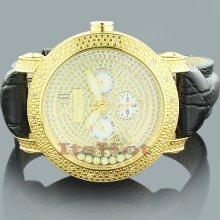 JoJino Mens Floating Diamond Watch 0.20ct Yellow Gold Plated