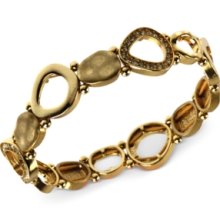 Jones New York Bracelet, Gold-Tone Oblong Hammered Metal Stretch Brace