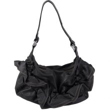 Journee Collection Women's Ruffled Accent Slouchy Handbag (Black)