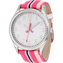 Juicy Couture Women's Darby Pink Stripe Grosgrain Strap Watch 1900914 $150