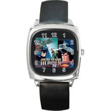 Justice League Unisex Silver-Tone Square Metal Watch 05