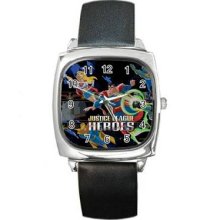 Justice League Unisex Silver-Tone Square Metal Watch 02