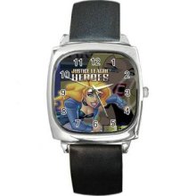 Justice League Unisex Silver-Tone Square Metal Watch 01