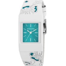 Kahuna Women's Quartz Watch With Turquoise Dial Analogue Display And White Plastic Or Pu Strap Kls-0262L