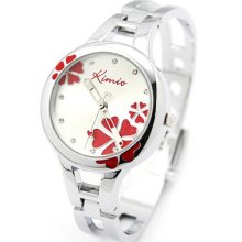 Kimio Women's Colorful Flower Steel Bracelet Band Quartz Watch Wrist Watch 1pc