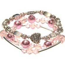 L&J Accessories Three Pink Pearl and Glass Stretch Bracelets