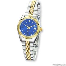 Ladies Charles Hubert Two-tone Brass Stainless Steel Blue Dial Watch