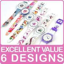 Ladies Girls Quartz Fun Watch Pretty Flowers 6 Designs Silicone Strap Fashion