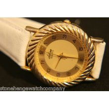 Ladies' Gold Solina Quartz Wristwatch Battery And Leather Strap