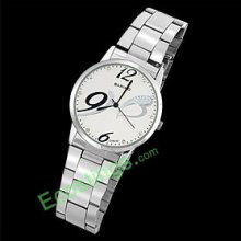 Ladies Metal Artistic Good Quartz Wrist Watch Silvery