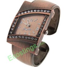 Ladies' Quadrangle Crystal Bangle Quartz Wrist Watch