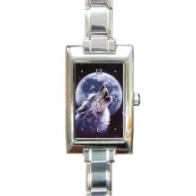 Ladies Rectangular Italian Charm Watch Howling Wolf Gift model 17733108