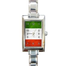 Ladies Rectangular Italian Charm Watch Italy Grunge Flag Gift model 32879833