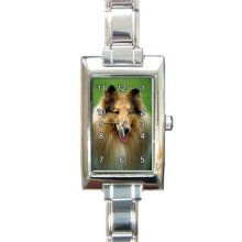 Ladies Rectangular Italian Charm Watch Collie Dog Puppy Pet Gift model 26580928