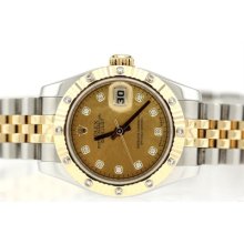 Ladies Rolex 179313 18k Yg And Stainless Steel Datejust Champ Goldust Mop Dial