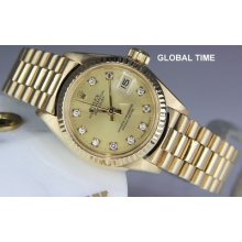 Ladies Rolex Solid 18k Yellow Gold 6917 President Factory Champagne Diamond Dial