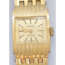 Ladies' Vintage Santima Gold Tone Dress Watch Mechanical Hand Winding 17 Jewels