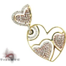 Ladies Women Diamond Heart Pendant Round Cut Color 14k Two Tone Gold 0.70ct