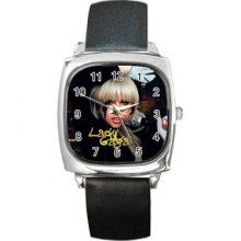 Lady Gaga Unisex Silver-Tone Square Metal Watch 14