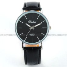 Lady Women Elegant Black Dial Pu Leather Quartz Sport Wrist Watch Dailyetrade