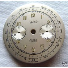 Landeron L48 NOS BIG Driva Chrono Wristwatch Dial, 1940