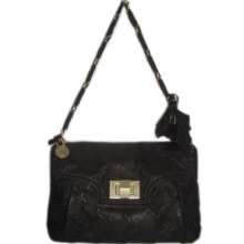 Lanvin Black Wrinkled Lambskin Leather Shoulder Bag