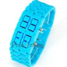 Lava Blue Light Led Date Digital Men Lady Teen Sport Bracelet Bangle Wrist Watch