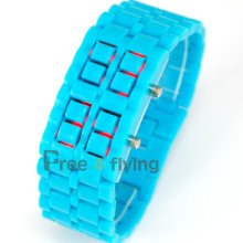 Lava Led Digital Date Men Lady Teen Aqua Plastic Bracelet Sport Cuff Wrist Watch