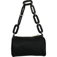 Leather And Pewter Circle Chain Brown Handbag (HBX1270)