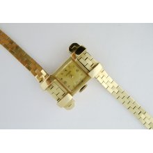 LeCoultre 14K Yellow Gold Vintage Retro Lady's Wristwatch, c.1940~~Tri