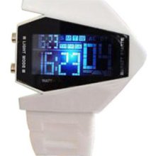 Led Binary Watch Fashion Digital White Mens Sport Leather Stainless Steel