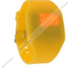 Led Light Up Digital Touch Screen Watch Date Yellow Sport Wrist Watch Kids Thin