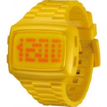 LED-YW-STP LED Unisex Digital Yellow Dial And Pu Strap Watch