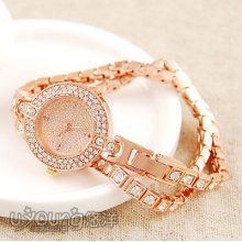 Long Around Slim Man Made Crystal Wrist Band Square And Round Dial Women Watch