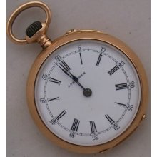 Longines Small Pocket Watch 18k Solid Gold Case 35,5 Mm. Enamel Dial