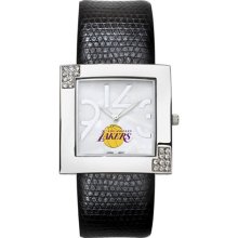 Los Angeles Lakers Women?s Glamour Watch with Leather Strap