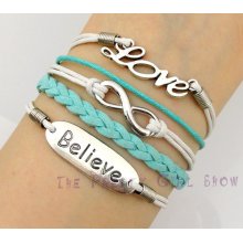 Love, Infinity & Believe Charm Bracelet in Silver - Customize Your Own Style -Personalized-Friendship gift