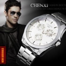 Lovers Gift Quartz White Women/mens Bracelet Stainless Wristwatch Luxury Analog