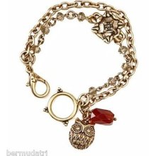 Lucky Brand Double Strand Owlcharm Bracelet Wisdom-gift Box