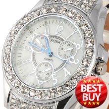 Luxury Crystal Dial Lady Pu Leather Quartz Wrist Watch Women Clock Girl Bracelet